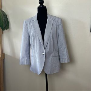 Grace Blue & White Pinstriped Jacket Size  14, Excellent Condition